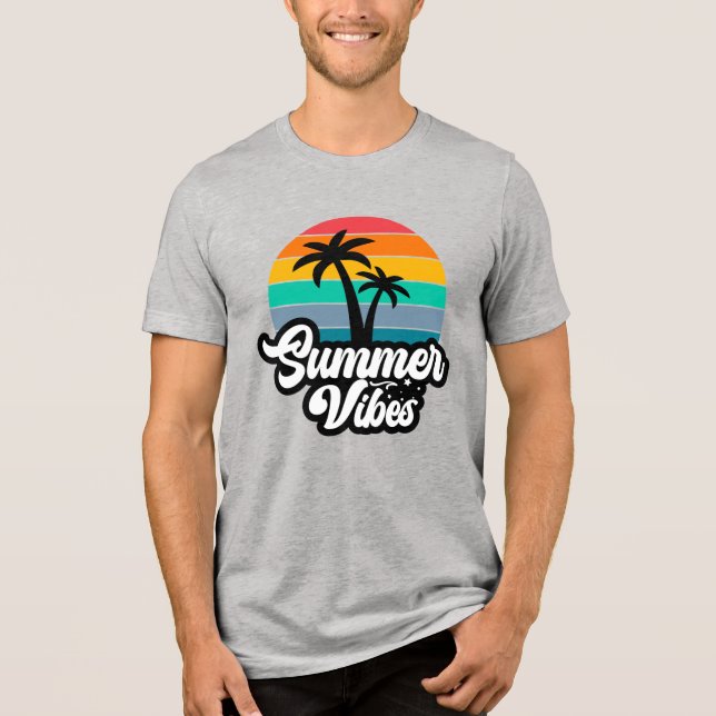 Camiseta Vibrações de Verão com Design de Palmeiras (Frente)