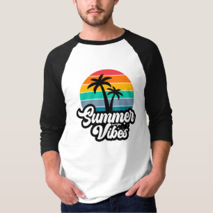 Camiseta Vibrações de Verão com Design de Palmeiras