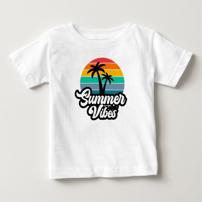 Camiseta Vibrações de Verão com Design de Palmeiras (Frente)