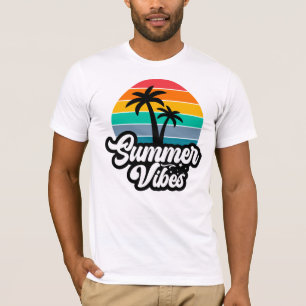 Camiseta Vibrações de Verão com Design de Palmeiras