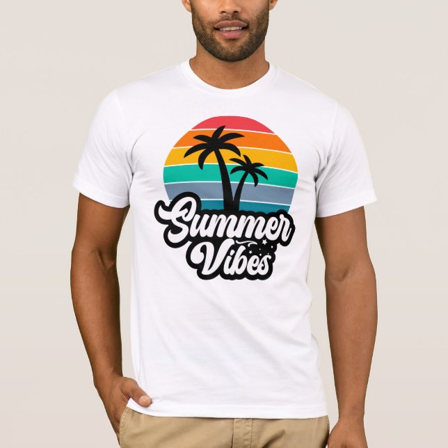 Camiseta Vibrações de Verão com Design de Palmeiras (Frente)