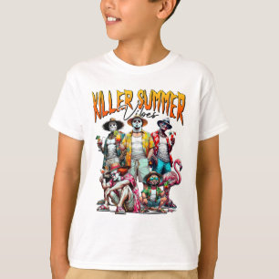 Camiseta Vibrações de Verão de Terror Vintage Engraçado de
