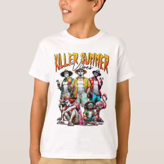 Camiseta Vibrações de Verão de Terror Vintage Engraçado de