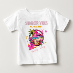 Camiseta Vibrações de Verão, Design de Leopardo Rosa para D