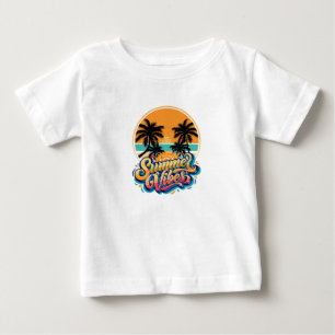 Camiseta Vibrações de Verão Design Estético de Praia Trop