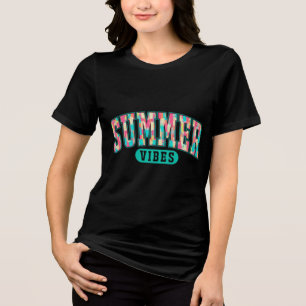 Camiseta Vibrações de Verão Diversão Retro Sol Férias n