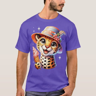 Camiseta Vibrações de verão do sorvete-leopardo-da-chita