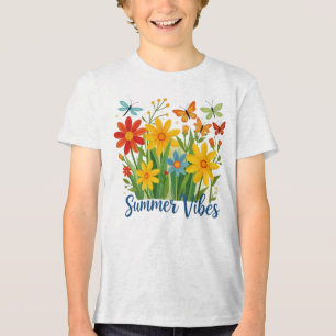 Camiseta Vibrações de Verão Floral com Borboletas-64534