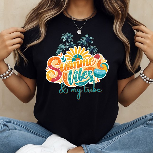 Camiseta Vibrações de Verão & minha tribo (Criador carregado)