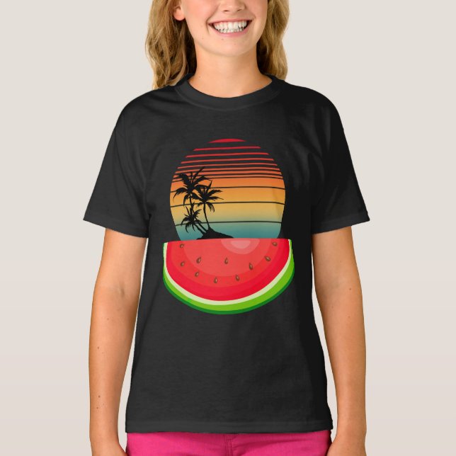Camiseta Vibrações de Verão Pôr do Sol Melancia  (Frente)