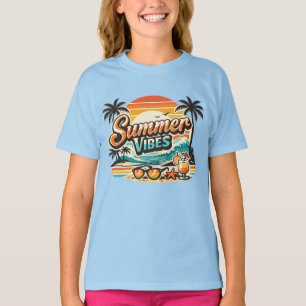 Camiseta Vibrações de Verão Praia Retro Tropical Vintage Fé