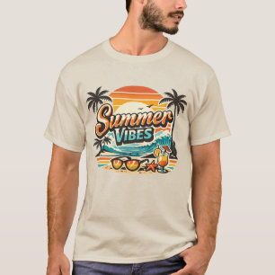 Camiseta Vibrações de Verão Praia Retro Tropical Vintage Fé