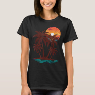 Camiseta Vibrações de Verão Retro Anos 70 80 Praia Pôr do S