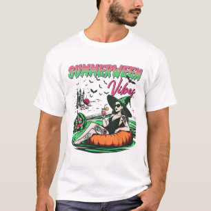 Camiseta Vibrações Divertidas de Summerween Abóbora Espeluz