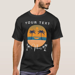 Camiseta Vibrações do Seu Texto Pôr do Sol e Palmeiras Masc