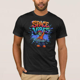 Camiseta Vibrações Espaciais Design de Rua de Música de DJ 