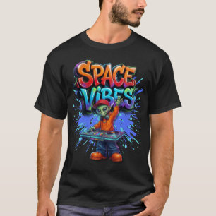 Camiseta Vibrações Espaciais Design de Rua de Música DJ Ali