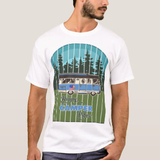 Camiseta Vibrações Felizes de Acampamento Viagem de RV Anti