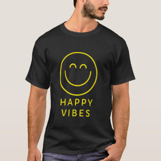 Camiseta Vibrações Felizes Rosto Sorridente Estética Retro