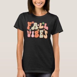 Camiseta Vibrações Florais Groovy de Outono Retro Fofas de 
