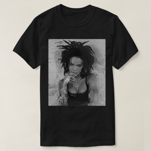 Camiseta vibrações mágicas Lauryn Hill - preto e branco - e (Frente do Design)