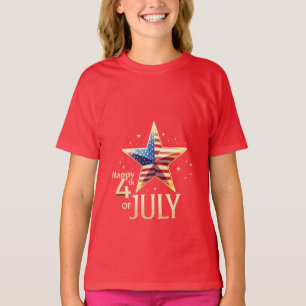 Camiseta Vibrações Patrióticas: Estrelas, Listras e Estilo