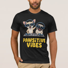 Camiseta Vibrações Pawsitivas Dj Dogs