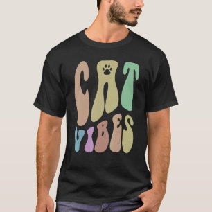 Camiseta Vibrações RETRÔ de GATO Patas Humor Amante de Anim