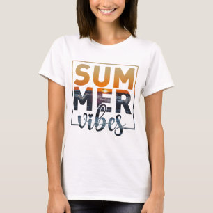 Camiseta Vibrações retrô de verão, férias de verão