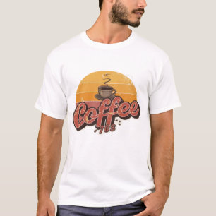 Camiseta Vibrações Retro dos Anos 70   Ilustração de Café c