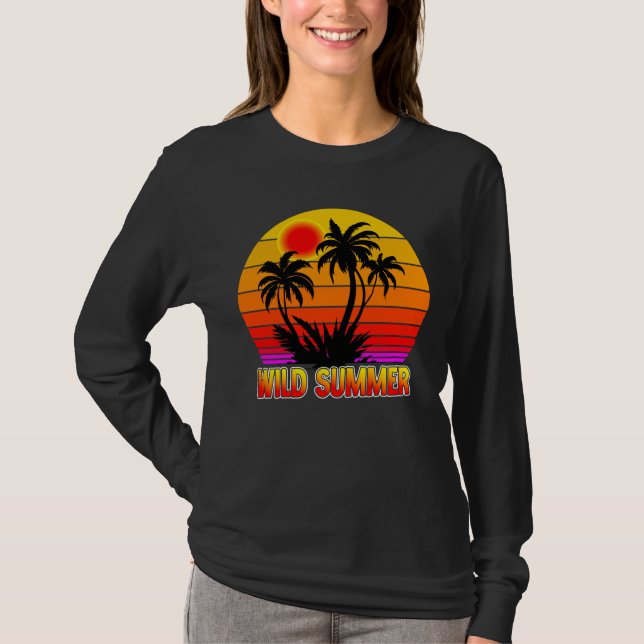 Camiseta Vibrações Selvagens de Verão Retro com Design de P (Frente)