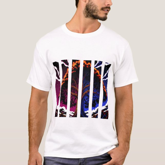 Camiseta vibrant Abstract Tree Split Panel graphic (Frente)