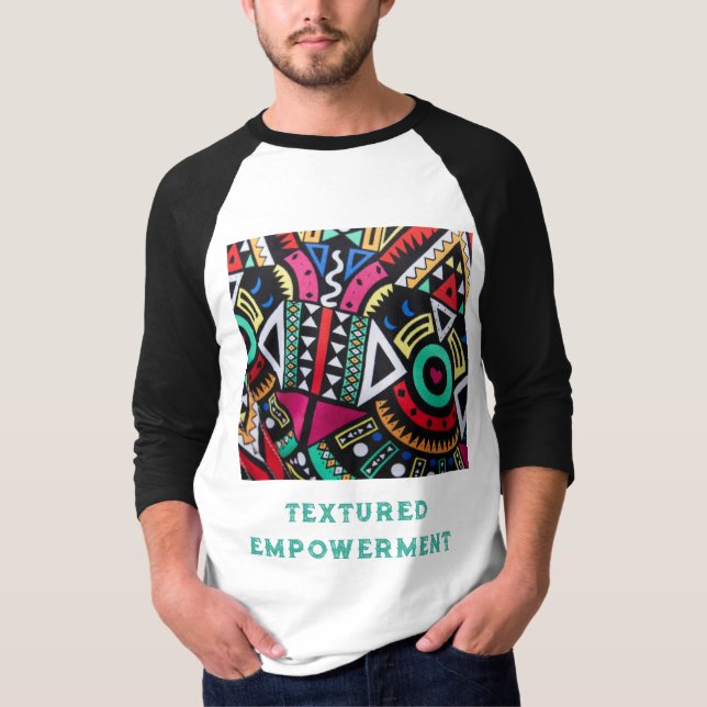 Camiseta Vibrant Afro-Centric Geometric Pattern – Bold Trib (Frente)