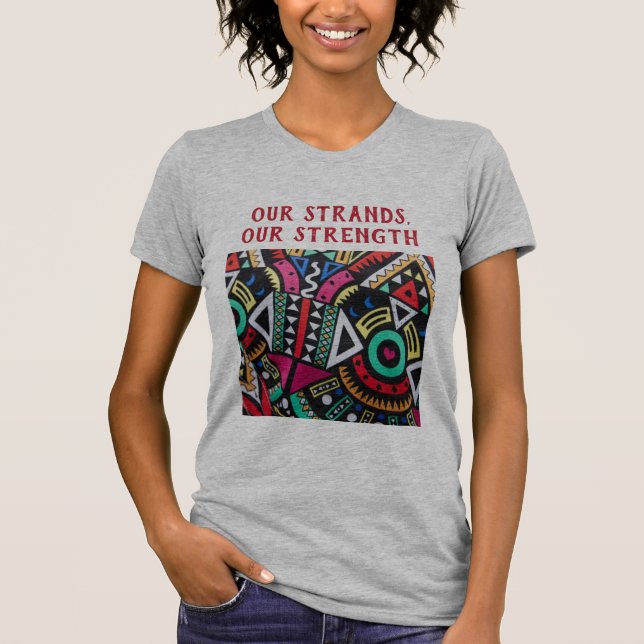 Camiseta Vibrant Afro-Centric Geometric Pattern – Bold Trib (Frente)