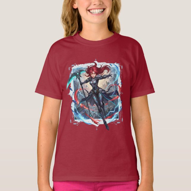 Camiseta Vibrant Anime Action Scythe Fantasy Girl Kids' (Frente)
