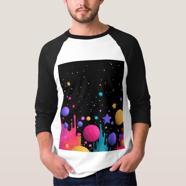 Camiseta Vibrant Cosmic Drip Abstract Space Art (Frente)