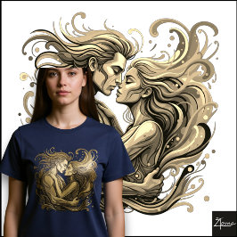 Camiseta Vibrant Couple Embrace Psychedelic Flowing Art