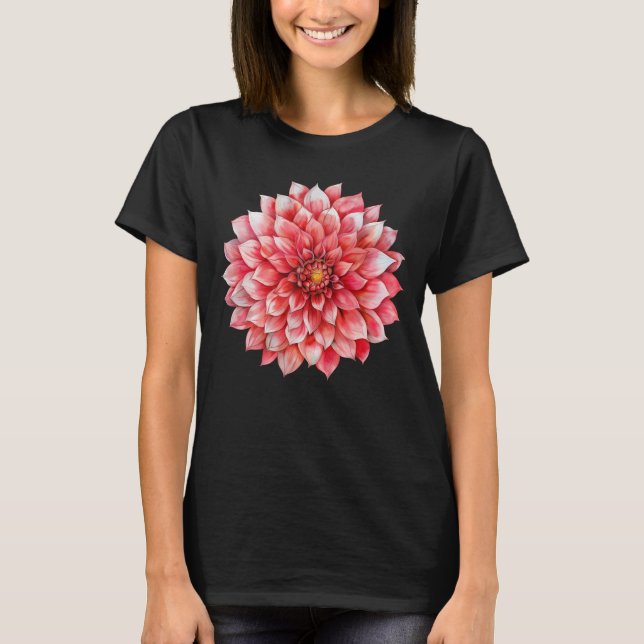Camiseta Vibrant Dahlia Mandala Flower Graphic (Frente)