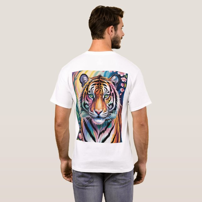 Camiseta Vibrant Fantasy Tiger Portrait | Exótico (Parte Traseira Completa)
