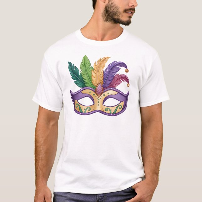 Camiseta Vibrant Feathered Carnival Mask (Frente)