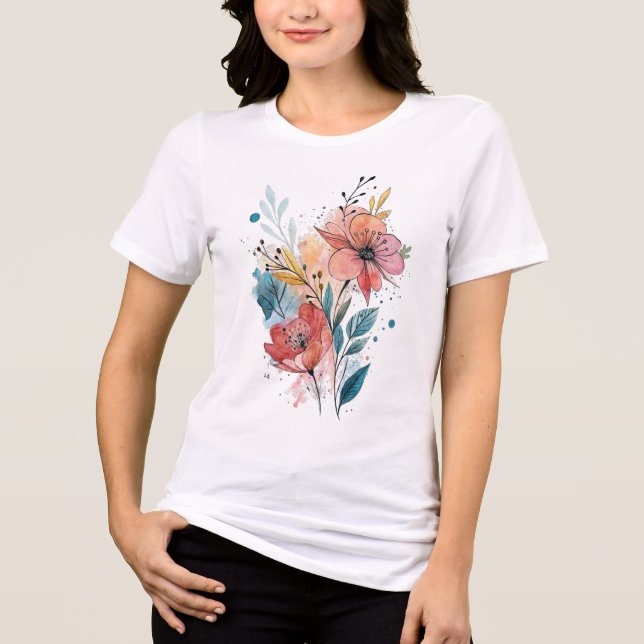 Camiseta Vibrant Floral Watercolor Design (Frente)