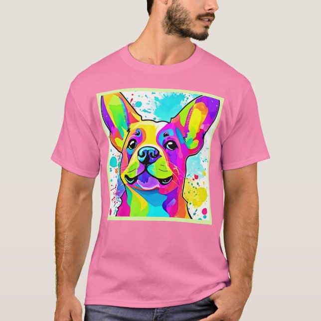 Camiseta Vibrant Frenchie Bulldog Puppy Art (Frente)
