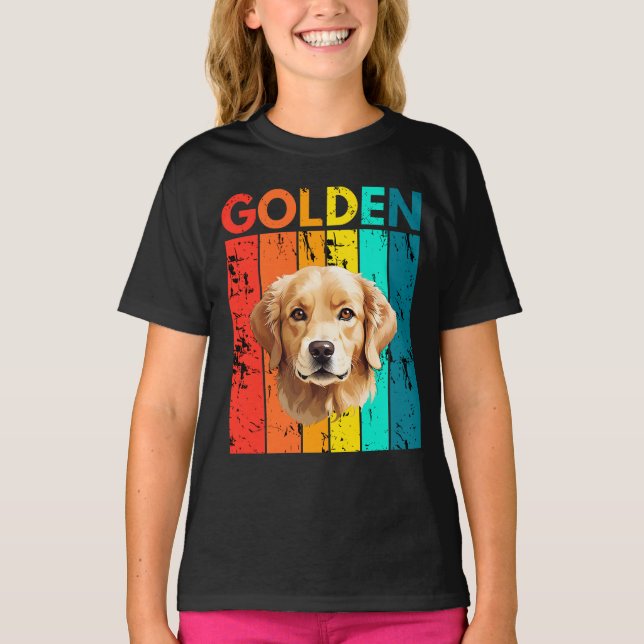 Camiseta Vibrant Golden Retriever Retro Design (Frente)