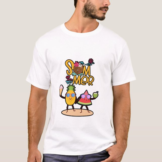 Camiseta Vibrant Hello Summer | Colorful Ocean Animals  (Frente)