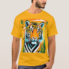 Camiseta Vibrant Jungle Tiger Art Design