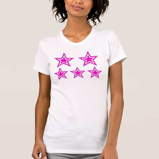 Camiseta Vibrant Magenta Star Shapes Graphic (Frente)