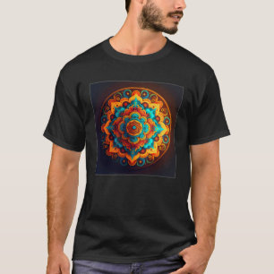 Camiseta Vibrant Mandala Ilustração Colorida Mulheres