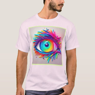 Camiseta Vibrant Neon Eye Abstrato