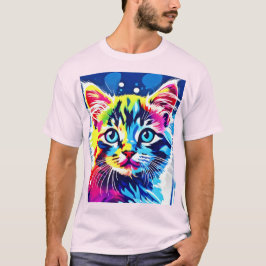 Camiseta Vibrant Neon Gatinho Art