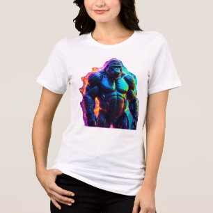 Camiseta Vibrant Neon Gorilla Art Impressão
